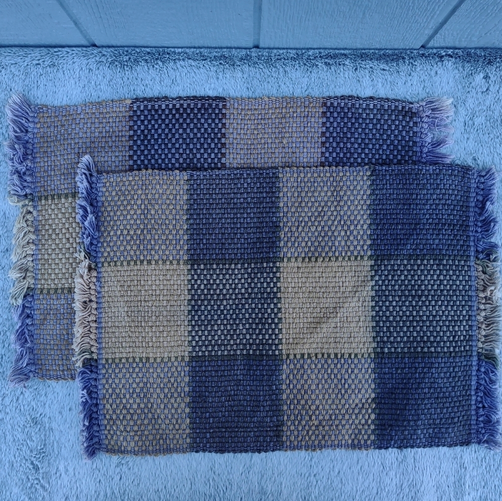 Pier 1 Imports Jute Cotton Plaid Placemats Set‎ of 2